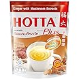 HOTTA Plus Instant Ginger Drink With Mushroom Extracts Soothes Sore Throat Caffeine Free Hot or Cold Tea High Vitamin C & E Real Asian Ginger, 10 Sachets