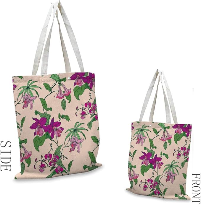 Floral Decor Canvas Tote Bag, Floral Pattern with Flowers