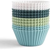 The Silicone Kitchen Reusable Silicone Baking Cups - Non-Toxic, BPA Free, Dishwasher Safe ((White, Navy, Sage Green, Dusty Bl