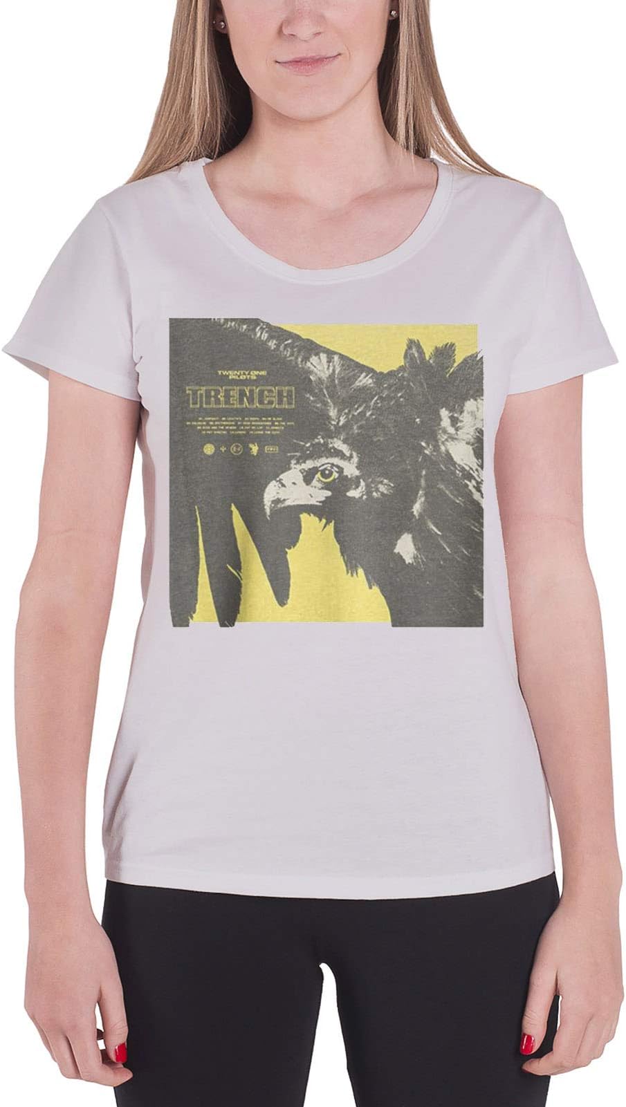 Twenty One Pilots T Shirt Trench Cover Square Logo Womens Grey