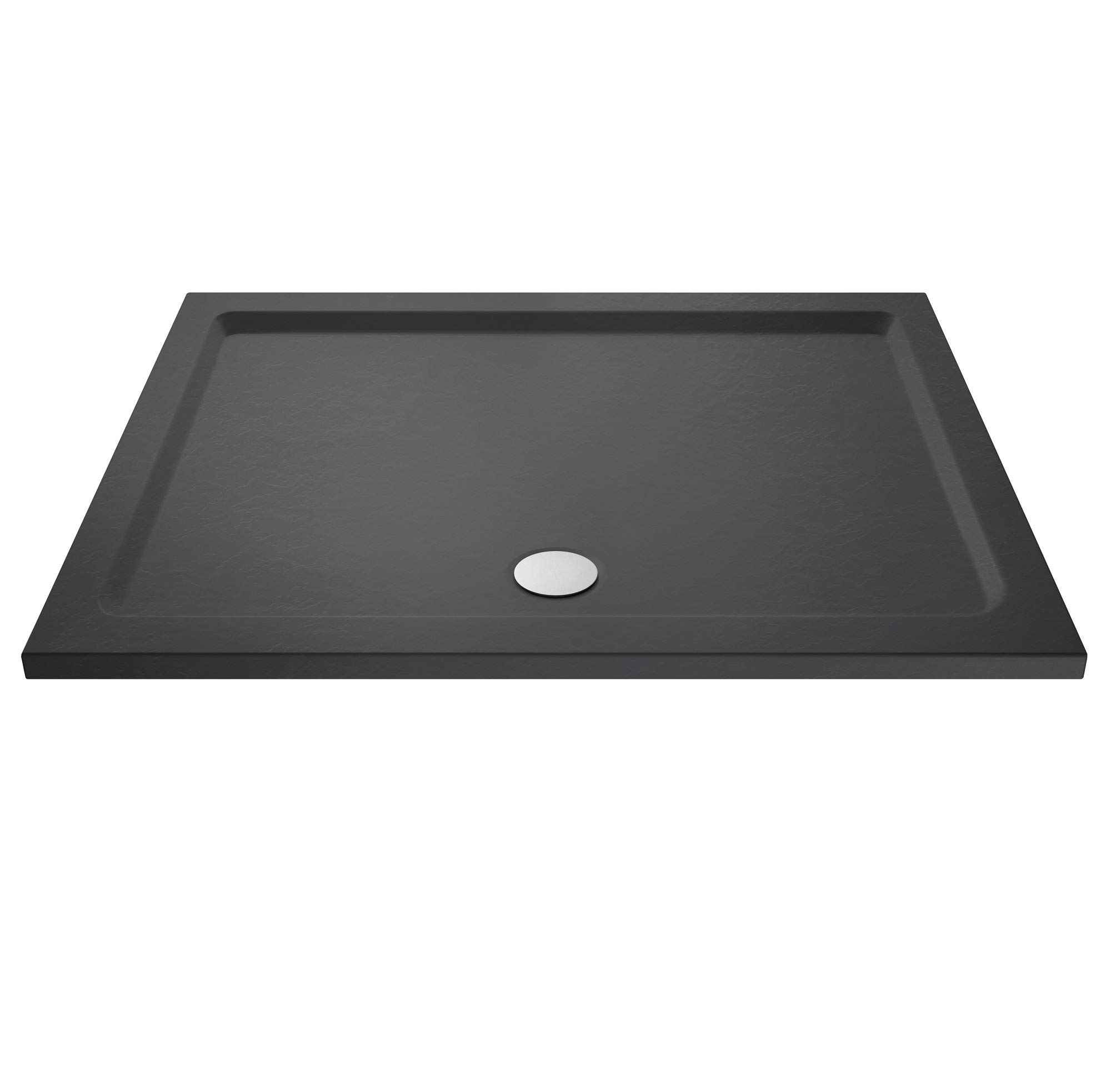 Nuie TR71062 | Modern Bathroom Rectangular Slimline Pearlstone Shower Tray, 760mm x 1700mm, Slate Grey