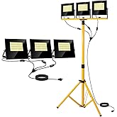 36000Lumen LED Work Lights with Stand - 3 Head Foldable Stand Work Light with 16FT Cord - IP67 Waterproof Tripod Lights for Outdoor Indoor Job Site Workshop Garage Construction Site Lighting