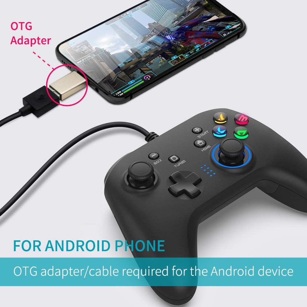 Wired Gaming Controller, Joystick Gamepad with Dual-Vibration PC Game Controller Compatible with PS3, Switch, Windows 10/8/7 PC, Laptop, TV Box, Android Mobile Phones, 6.5 ft USB Cable: Computers & Accessories