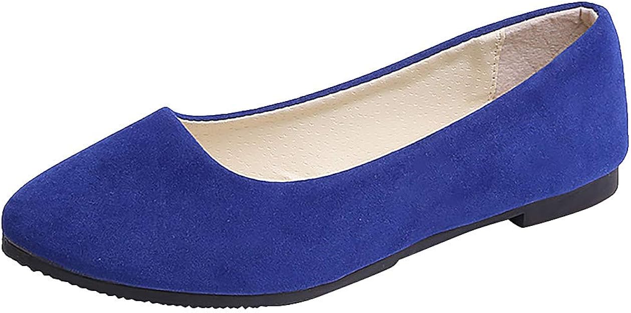 blue pointed flat shoes