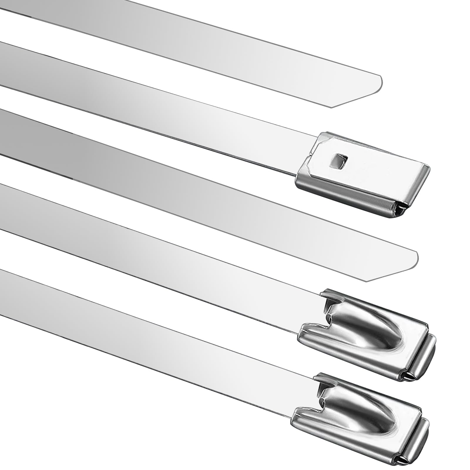 120pcs Metal Cable Ties 300mm X 4.8mm, Metal Zip Ties Heavy Duty Loading Capacity 125 kg Large Stainless Steel Cable Ties Outdoor UV Resistant Metal Tie Wraps Strong Cable Ties for Garden Fence