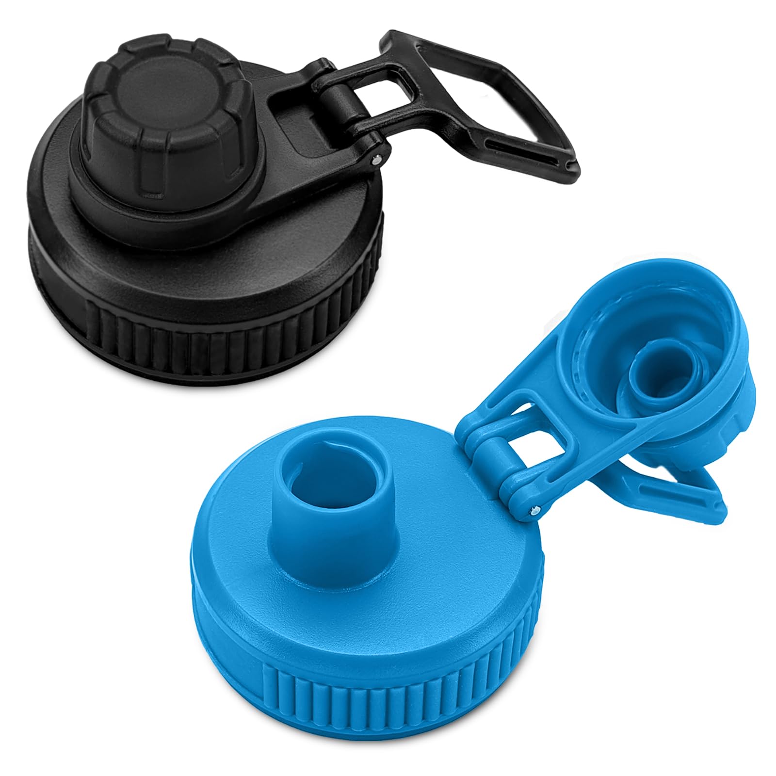 Photo 1 of XccMe Spout Lid for Hydro Flask Wide Mouth Sport Water Bottles,2 Pack Replacement Lids for Most 12,14,16,18,20,22,32,40,64oz Wide Mouth Water Bottles with Handle Easy to Carry (Black+Blue)