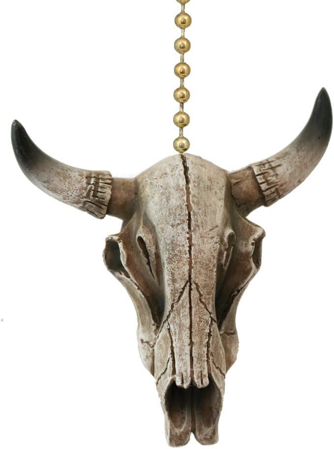 Bleached Steer Skull Western Ceiling Fan Pull Home Decor