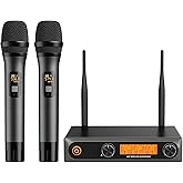 voijump Wireless Microphones, Dual UHF Wireless Microphone System with Professional Metal Handheld Dynamic Mics, 200ft Range for Karaoke, Singing, DJ, Church, Wedding & Party, Home KTV Set