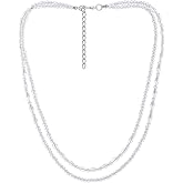 COOLSTEELANDBEYOND Women&rsquo;s Clear Double Strand Beaded Necklace, Transparent Crystal Look Layered Design, Lightweight Elegant Jewelry