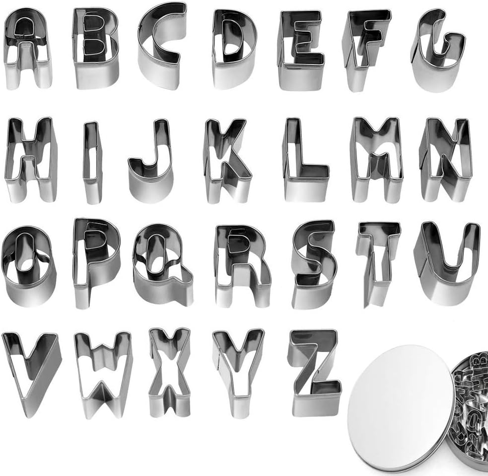 26pcs Alphabet Cookie Cutters Set Small Stainless Steel