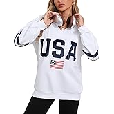 Alsol Lamesa Womens American Flag Sweatshirts Long Sleeve V Neck Loose 4th of July Outfits Flag Tops