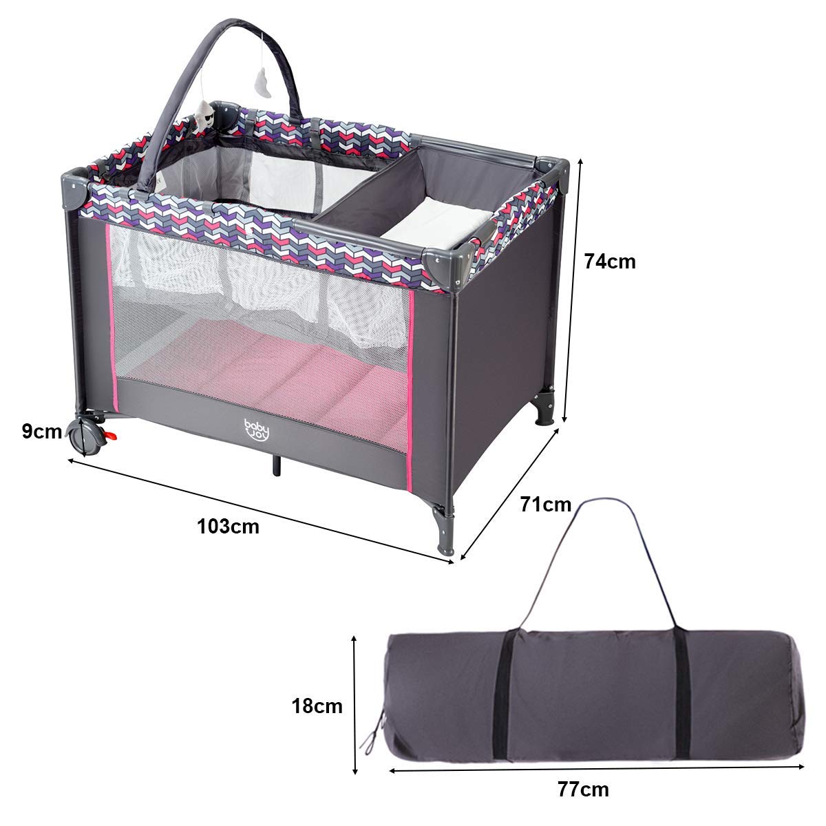 Costway Lit Parapluie Bebe Pliable Parc De Jeu Pour Bebe Avec Matelas 103 X 71 X 74cm Gris La Chambre De Bebe Youngunsofarizona Bebe Puericulture