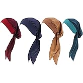 Design Life Bar Chemo Headwear for Women 4 Pieces Pre Tied Head Scarf Beanie Skull Cover Cap