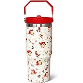 qwpmvhsak 30 oz Santa Flip Tumbler with lid and Straw, Travel Mug Cup for Christmas Gifts and Decor