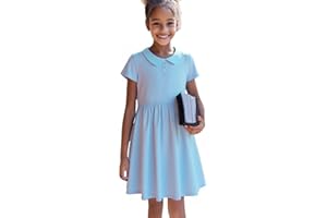 HILEELANG Little Girl Uniform Polo Dress Short-Sleeve Cotton Polo Dress