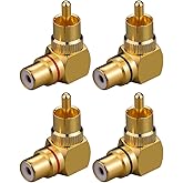 Eightnoo RCA Right Angle Adapter - 90° Female to Male Gold-Plated Connector for Wall Mounted TV as Space Saver (4)