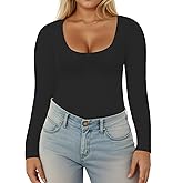 VISLILY Womens-Plus-Size-Long-Sleeve-Shirts Scoop Neck Tops Tight Slim Fit Undershirts Lightweight Thermal Basic Tee XL-5XL