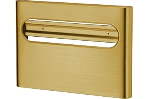 Stardrix Slim Brushed Gold Stainless Steel Toilet Seat Cover Dispenser – Designer Wall-Mount Holder with Curved Edges and Large Capacity for Single or 1/2 Fold Covers, Aesthetic and Modern Look