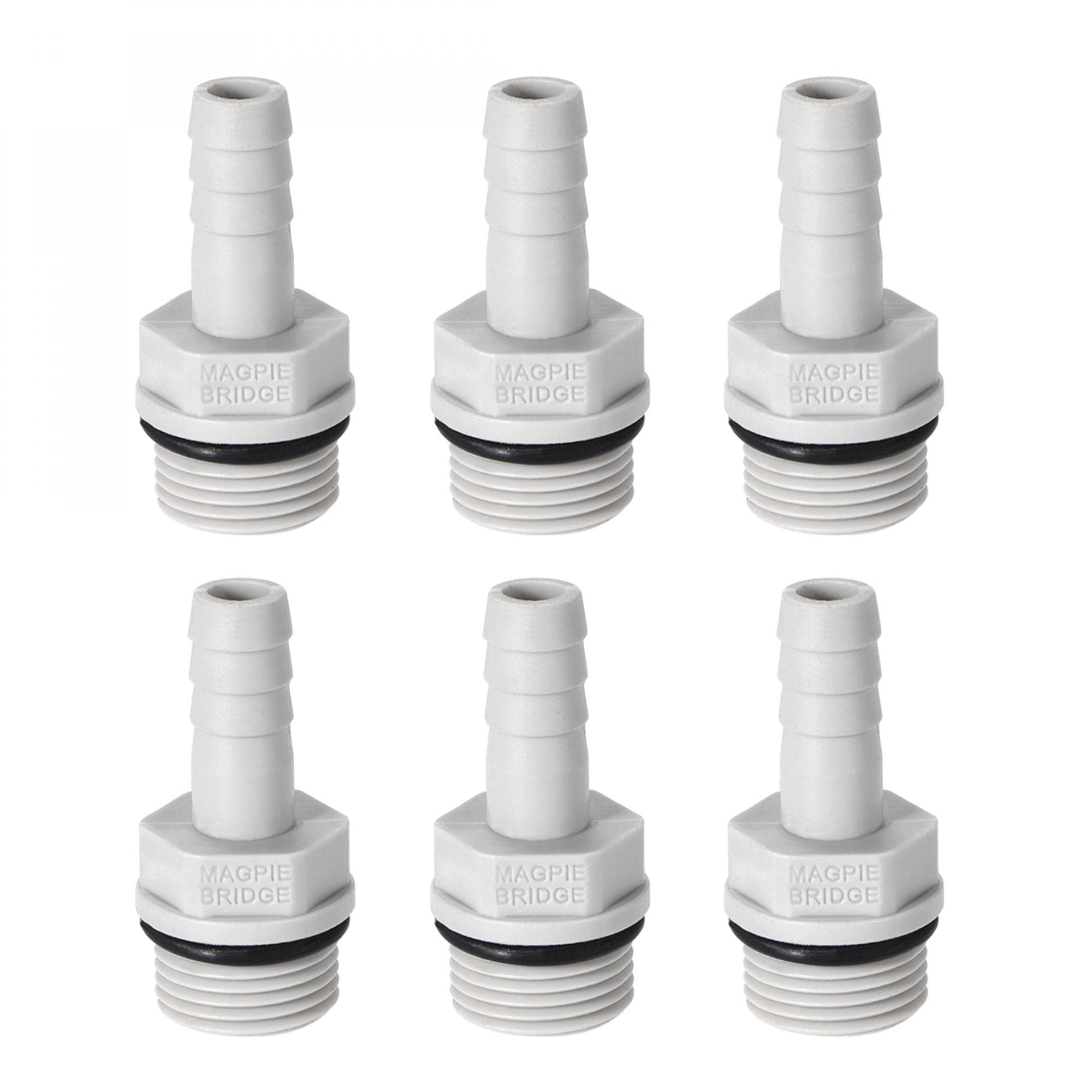 sourcing map PVC Barb Hose Fitting Connector Adapter 8mm or 5/16" Barbed x 3/8" G Male Pipe 6pcs