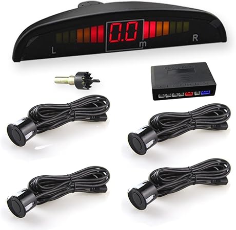 Amazon Wikool 高性能バックセンサー パーキングセンサー 12v車用 警報システム アラーム モニター付き 4個センサー 22mm 探知機カーセンサー 通知音 日本語説明書付属 1年間保証 ブラック バックカメラ本体 車 バイク