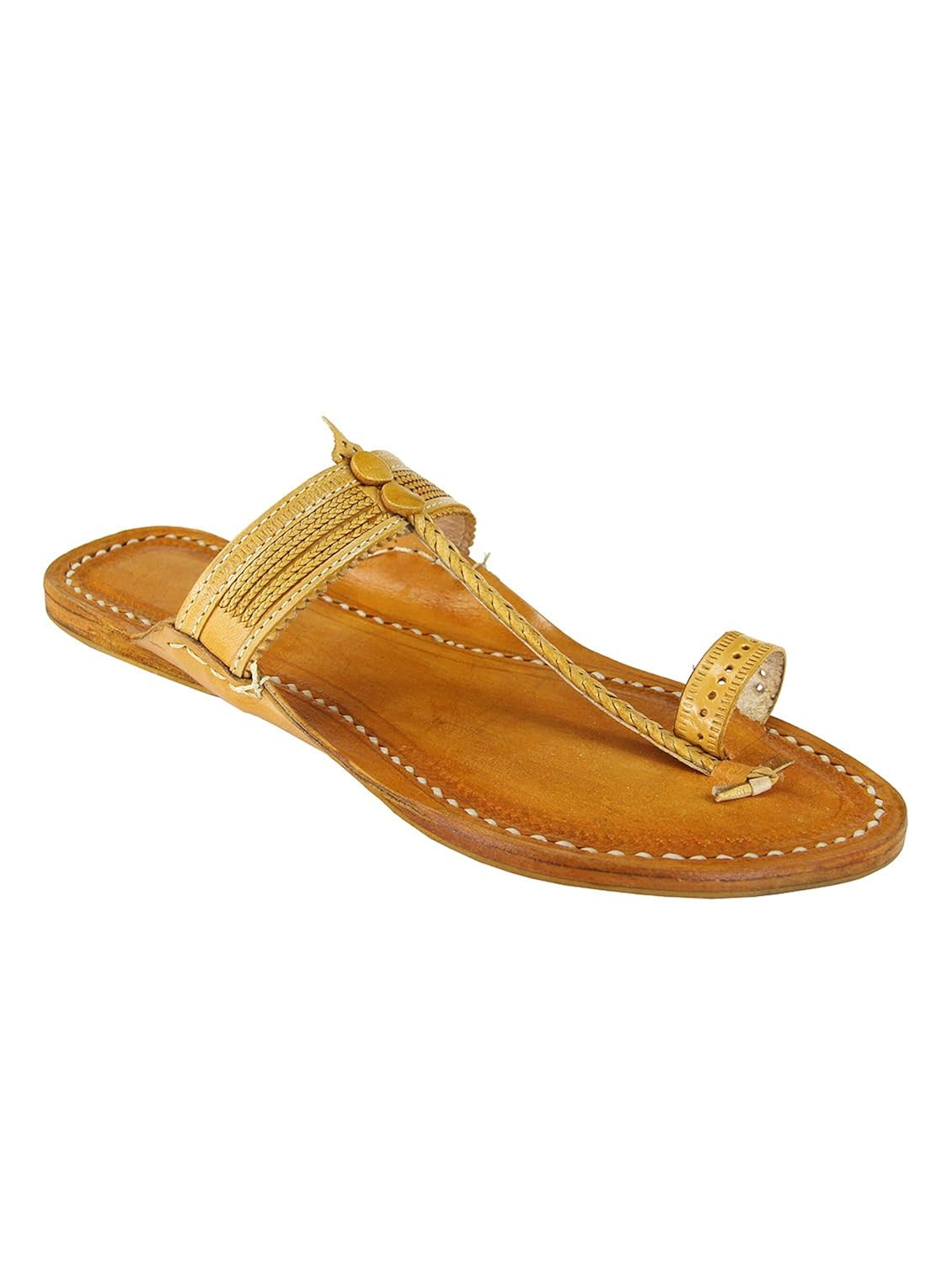 ekolhapuri authentic, light yellow authentic handmade genuine leather kolhapuri chappal for women