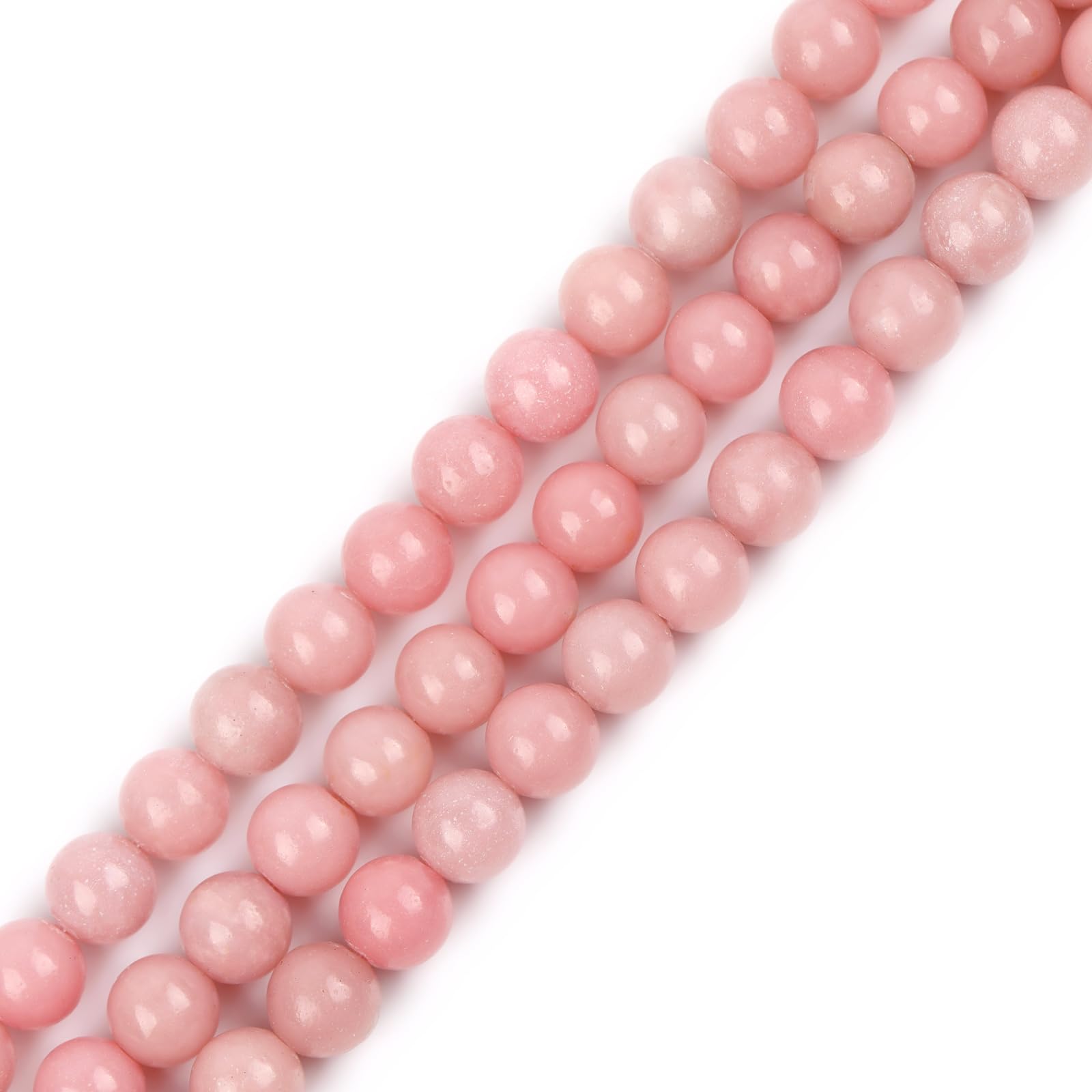 GEM-Inside Natural 8mm Pink Opal Round Gemstone Semi Precious Loose Beads for Jewellery Making 15'' — image 1