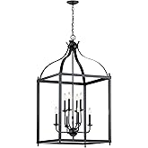 Kichler Larkin 47.75" Foyer Pendant Light in Black, 8-Light Oversized Pendant, (47.75" H x 24" W), 42591BK