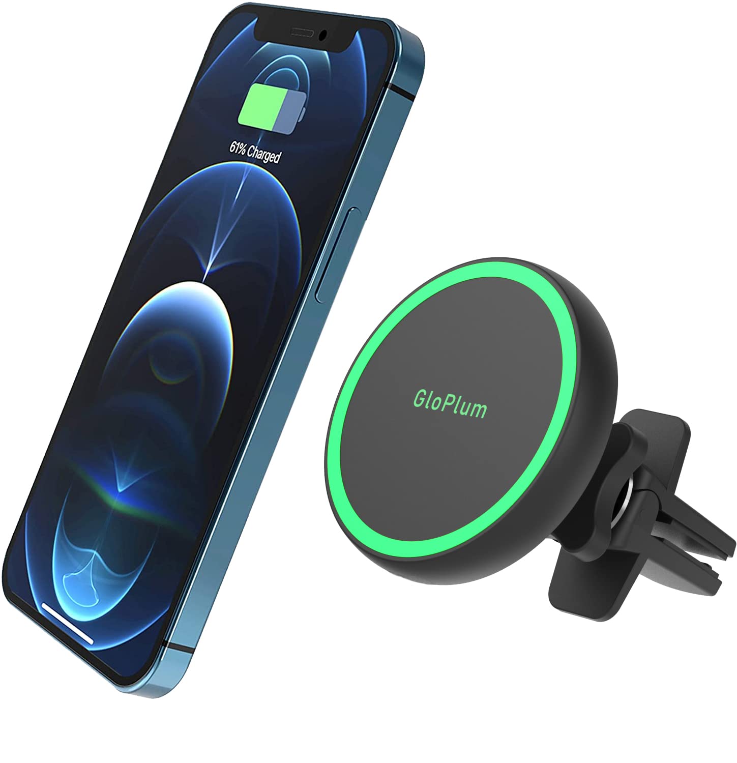 Gloplum ep0 Wireless Phone Holder Car Charger Compatible With Magsafe Car Mount Charger Car Holder Fast Charger And Iphone 13/13 Mini/12/12 Pro/12Mini/12 Pro Max