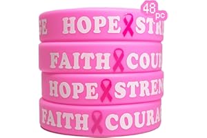 AOGU Breast Cancer Awareness Pink Ribbon Bracelets Rubber Wristbands For Unisex Support and Care for Women