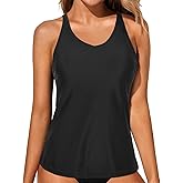 Yonique Womens Tankini Top Only Athletic Swim Top Modest Tankini Swimsuit No Bottom