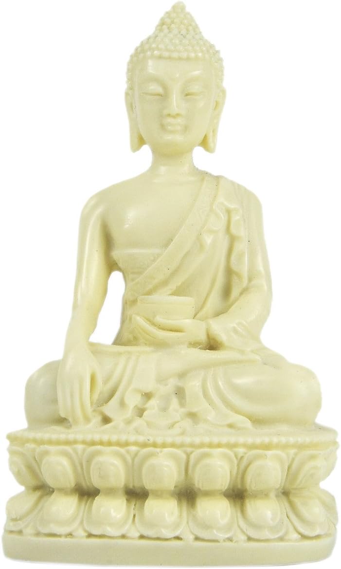 HandyMandyCrafts Marble Lord Buddha Idol (7 cm x 5 cm x 10 cm, White)