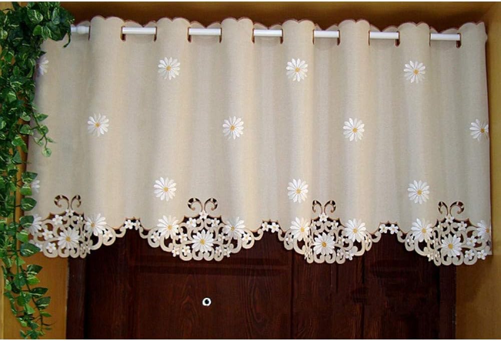 MTCTK Half-Curtain Embroidered Window Valance Light Shading Curtain For Kitchen Cabinet Door Curtain