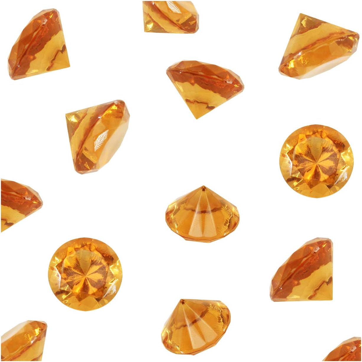 WELMATCHWELMATCH Orange Acrylic Diamond Vase Fillers 1 Pound - 240 pcs 3/4 Inch Wedding Party Event Banquet Birthday Decoration Crystals Gem Table Scatters (Orange, 240 pcs)
