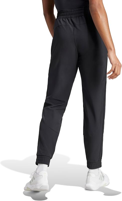 Femme Pacer Workout 3 Stripes Woven Mid Rise Pants, Black, L
