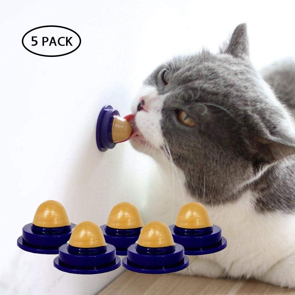 ZHENDUO Cat Treats Sugar Ball 5 Pack Pet Cat Snacks Licking Sugar Solid Nutrition Gel Energy Ball Toy Cat Catnip Isinglass Taste Solid Candy
