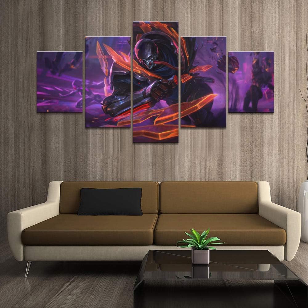 LLRRJJ Canvas Painting 5 Piece Wall Art Pyke Game Canvas Printed Painting for Living Room Decor HD Picture Artworks Poster