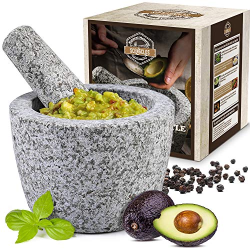 Mortar and Pestle Set with Longer Pestle(6.25'') and Antiscratch Pad