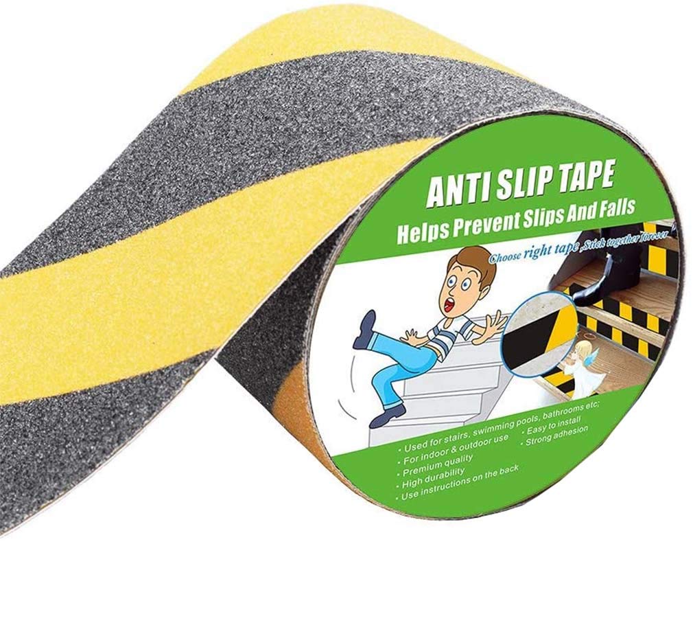 Yorwe Anti Slip Tape, High Traction, Strong Grip Abrasive, Not Easy Leaving Adhesive Residue, Indoor & Outdoor (100MM Width x 5M Long, Black/Yellow)