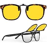 Goiteia Oversized Night Driving Glasses Clip on For Driving-Polarized Anti Glare From Headlights,Framed To Conceal Glasses