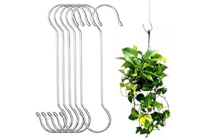 Lchkrep 16 Inch Extra Large Heavy Duty Long Outdoor Plant Hanging S Hooks - for Baskets, Bird Feeders, Wind Chimes, Garden Ornaments,Pergola,Closet,Flower Basket,Indoor Outdoor Uses (6 Pack)…