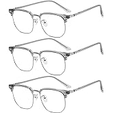 ICARA 3 Pack Blue Light Blocking Glasses Vintage Half Frame UV Anti Eyestrain Computer Gaming Glasses for Women Men