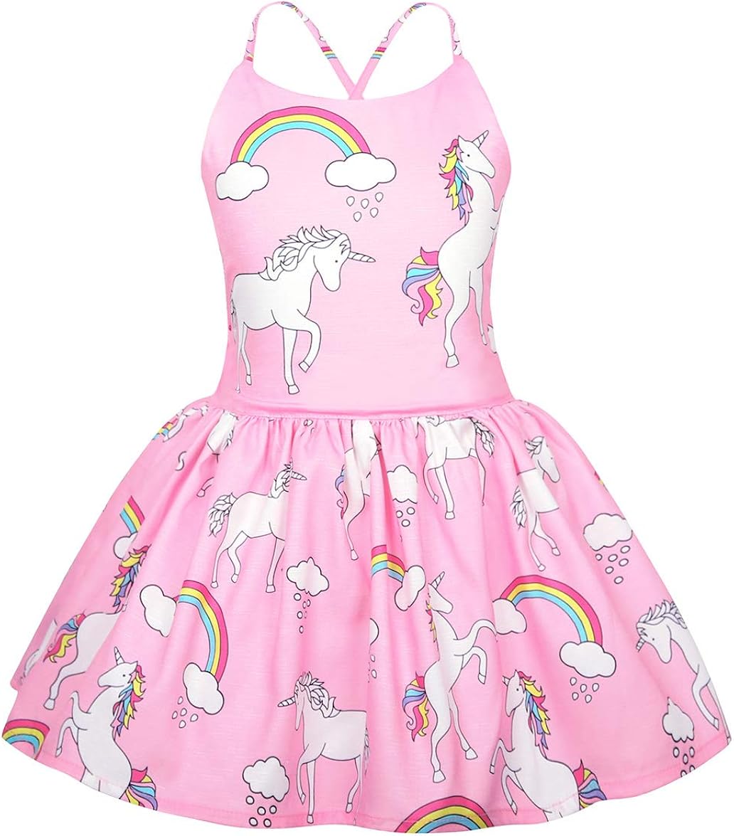 Jurebecia Ragazze Unicorno Vestito Bambina Abiti Senza Maniche per Principessa da Sera per
