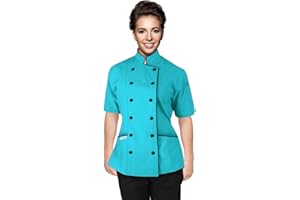 Short Sleeves Women's Ladies Chef's Coat Jackets By Chef's Apparels (M (For Bust 36-37), Turquoise)