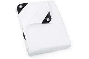 GUARD SHIELD Tarp White 8x10 Feet Multi Purpose Waterproof Poly Tarp Cover 5mil