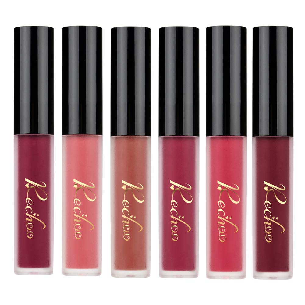Coosa 6PCS Madly MATTE Lipstick Non-stick Cup Waterproof Lipgloss 6 Color Matte Velvety Liquid Lipstick