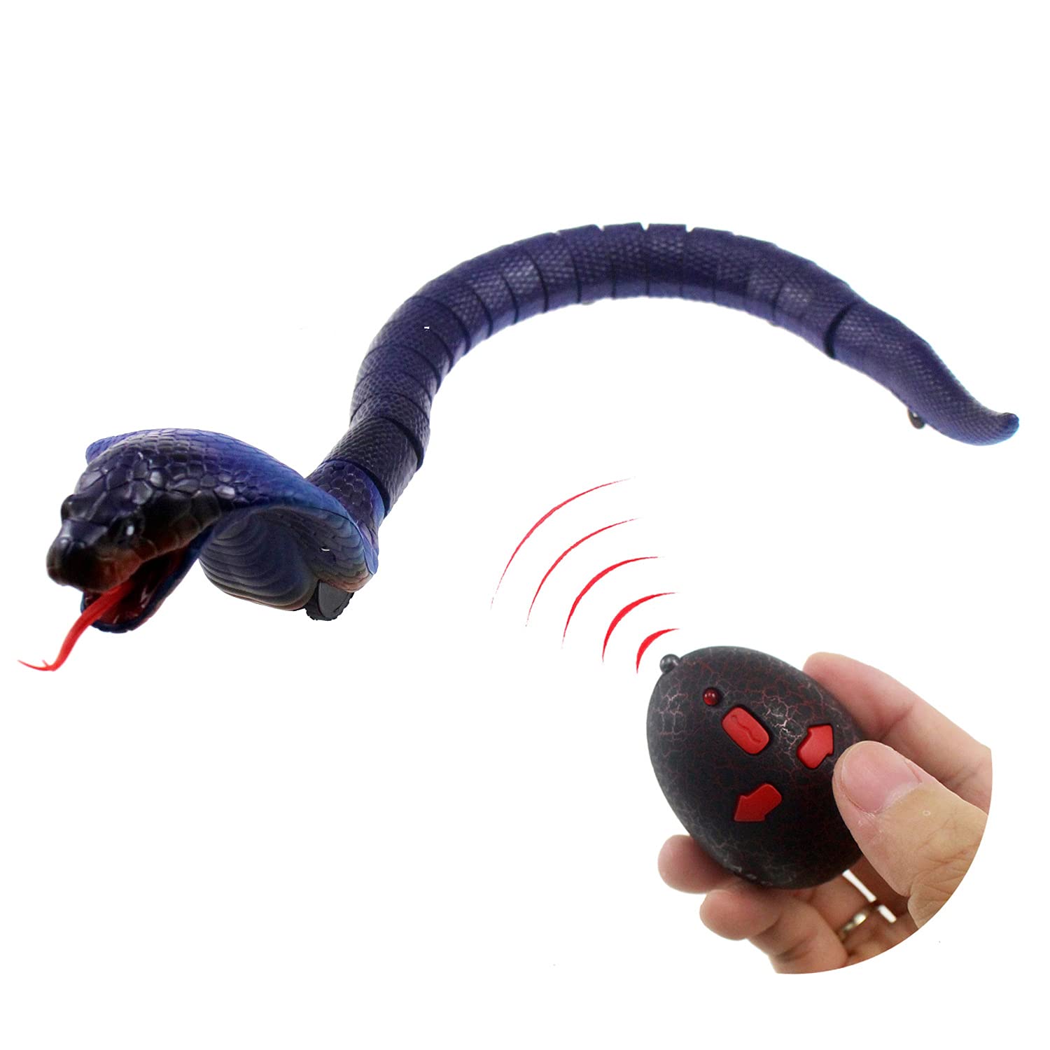 Escomdp RC Snake Infrared Remote Control Cobra Naja Animal Car Vehicle Prank Scary Toy Realistic Kids Birthday (Blue)