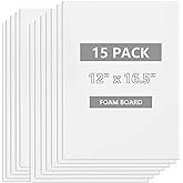 15 Pack White Foam Board 12" x 16.5",3/16" Thick Foam Core Board | Polystyrene foam poster board for Projects, School, Presentation, Signage &amp; Art Crafting
