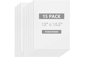 AYAYGD 15 Pack White Foam Board for Projects, 12 x 16.5Inch Foam Core Baking Board Mat Board Center, 3/16Inch Thick Polystyrene Foam Sheet for School, Presentation, Signage & Art Crafting
