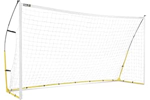 SKLZ Quickster Soccer Goal - Portable Goal for Backyard & Field - Durable Tension-Tite Frame & Heavy Gauge 2-Ply Net - Adjustable Click-Lock Poles, Metal Stakes - Carrying Case with Handle