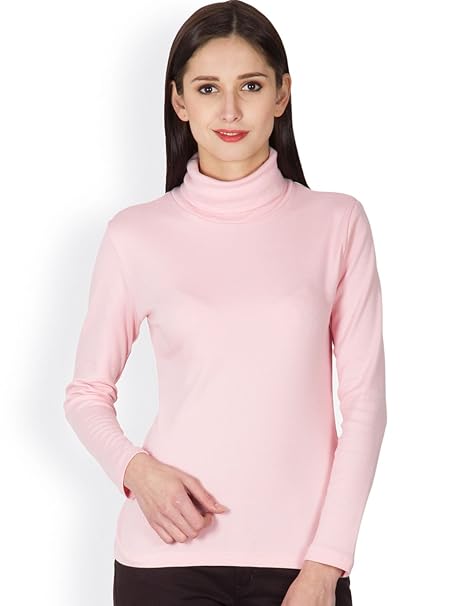 Buy Hypernation Pink Color Casual High Neck T Shirts For Women At Amazon In